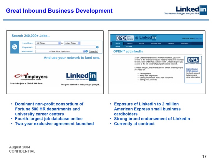 LinkedIn Series B Pitch Deck to Greylock: Slide 17